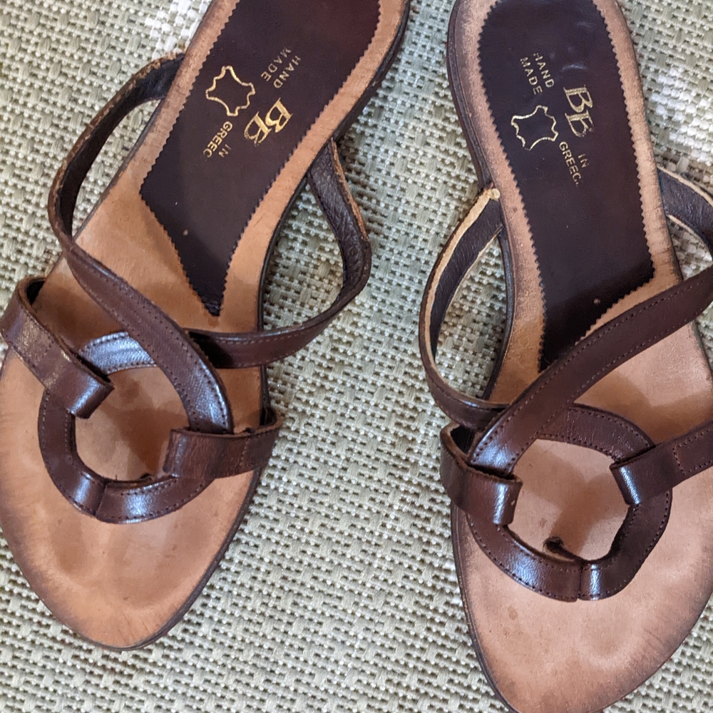 Brown handmade sandals made in Greece size 37